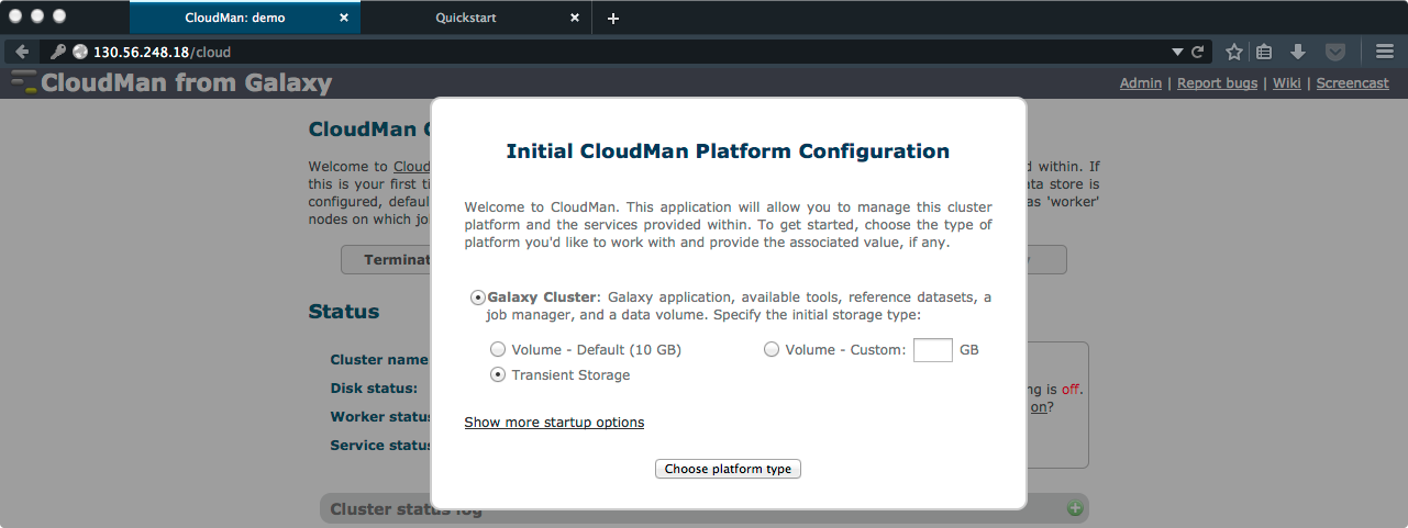 Cluster Type Selection